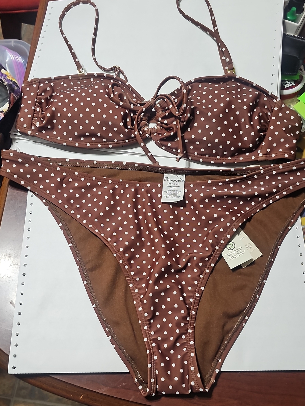 Women’s Brown Polka Dot Bikini Set New